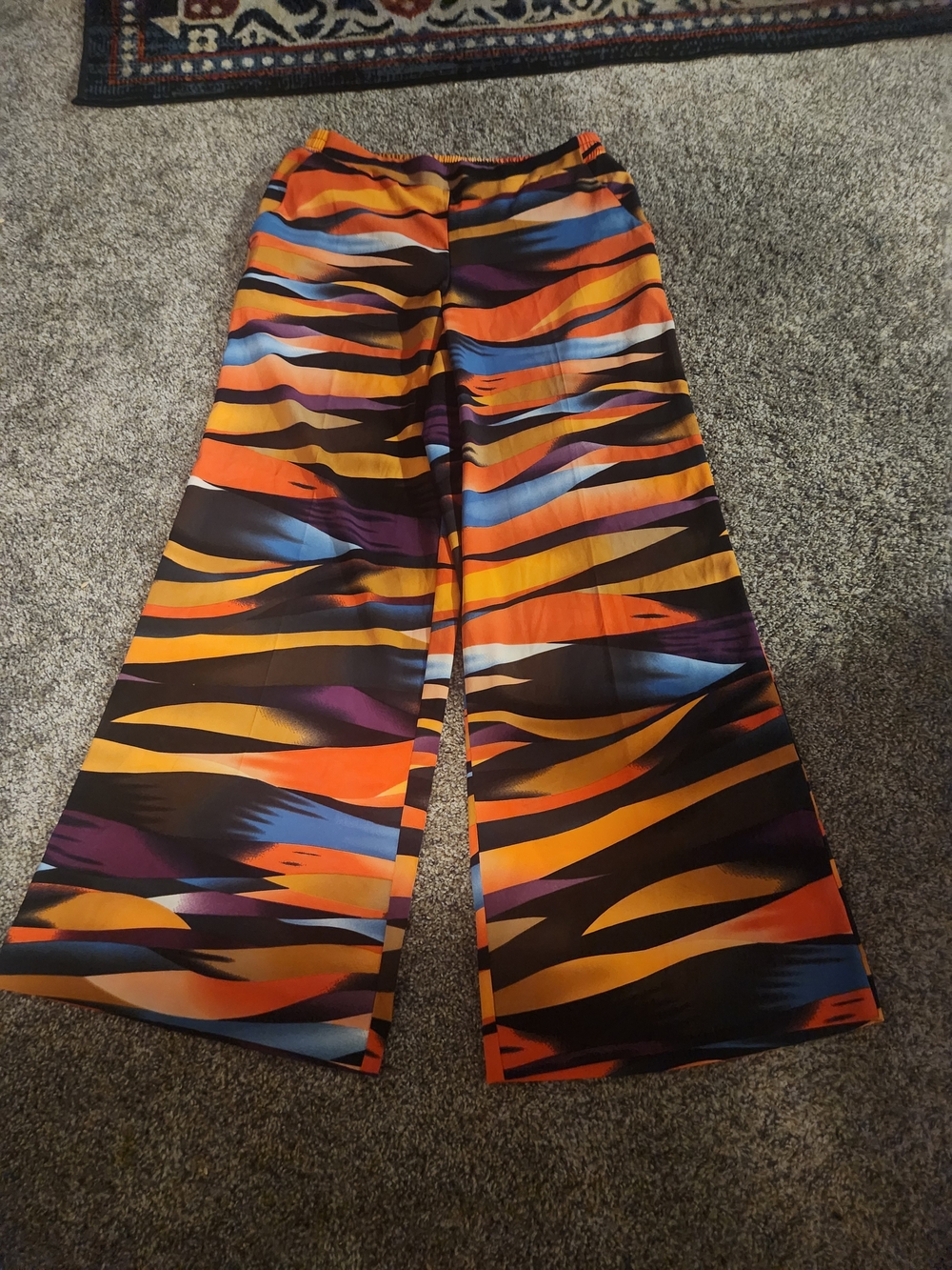 Multicolor Wide-Leg Printed Pants